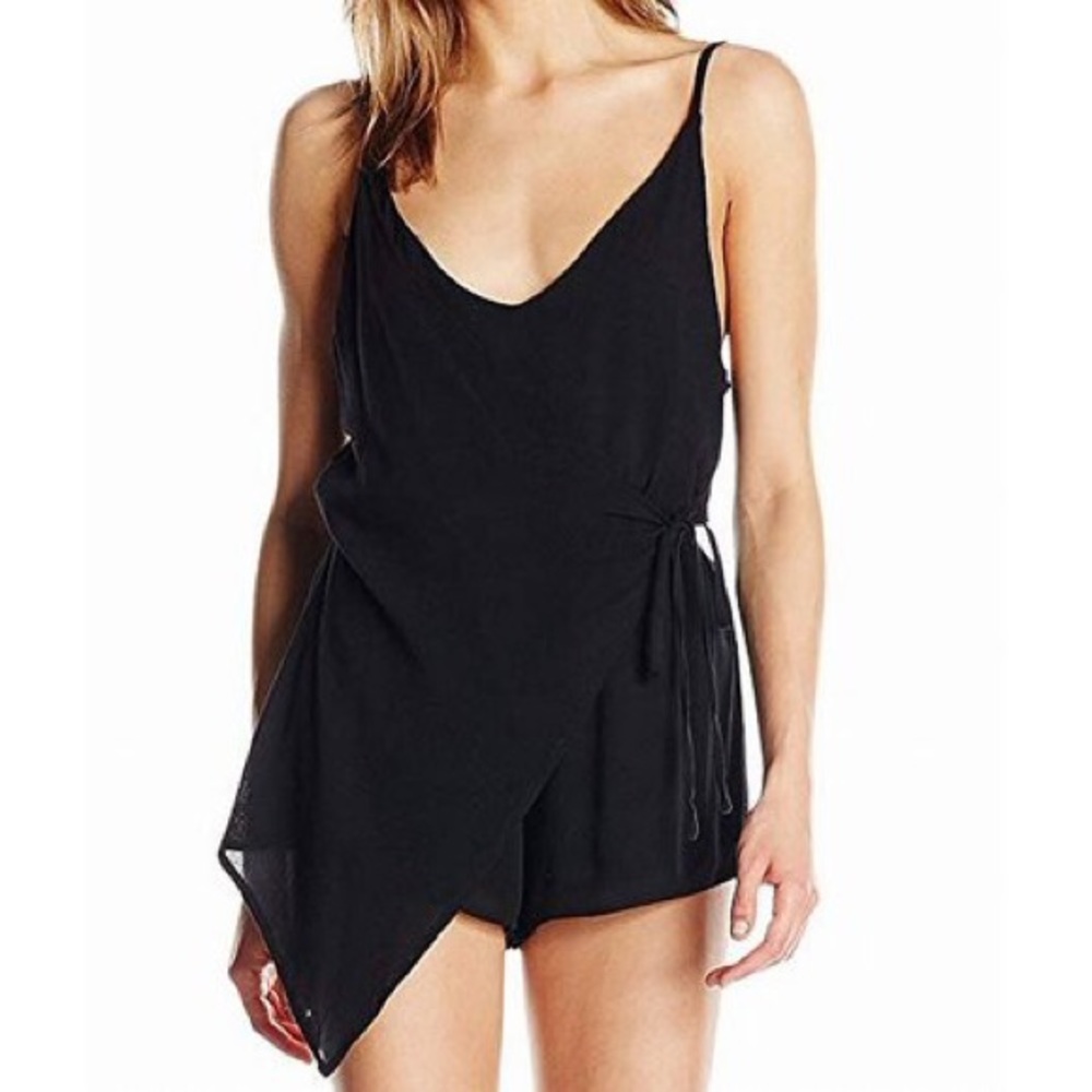 Lucca black faux wrap romper